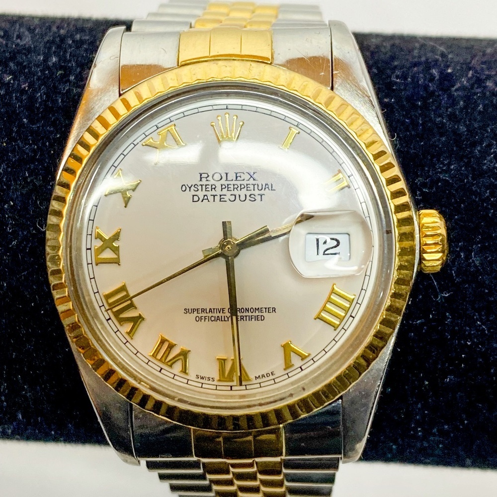 Rolex Oyster Perpetual Watch 36mm Datejust Stainless 18K Gold Roman Numerals